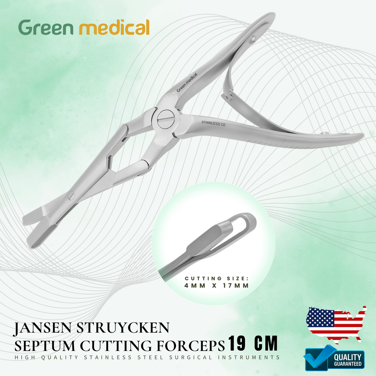 Jansen Struycken septum cutting Forceps 19cm Stainless Steel German Grade