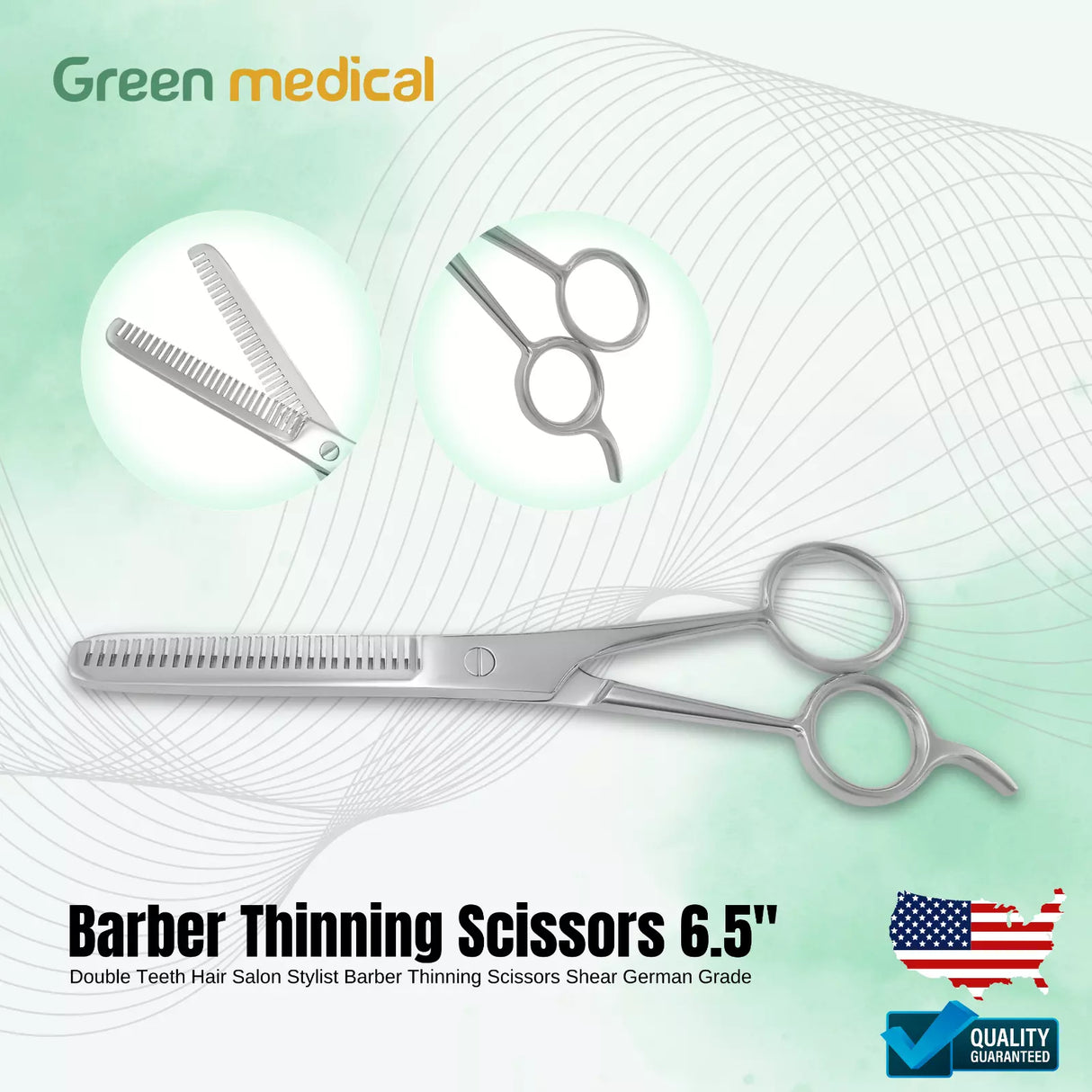 6.5" Double Teeth Hair Salon Stylist Barber Thinning Scissors Shear German Grade