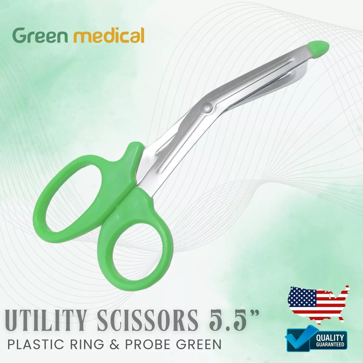 EMT Utility Scissors 5.5" Universal Medical Paramedic First Aid Shears Green