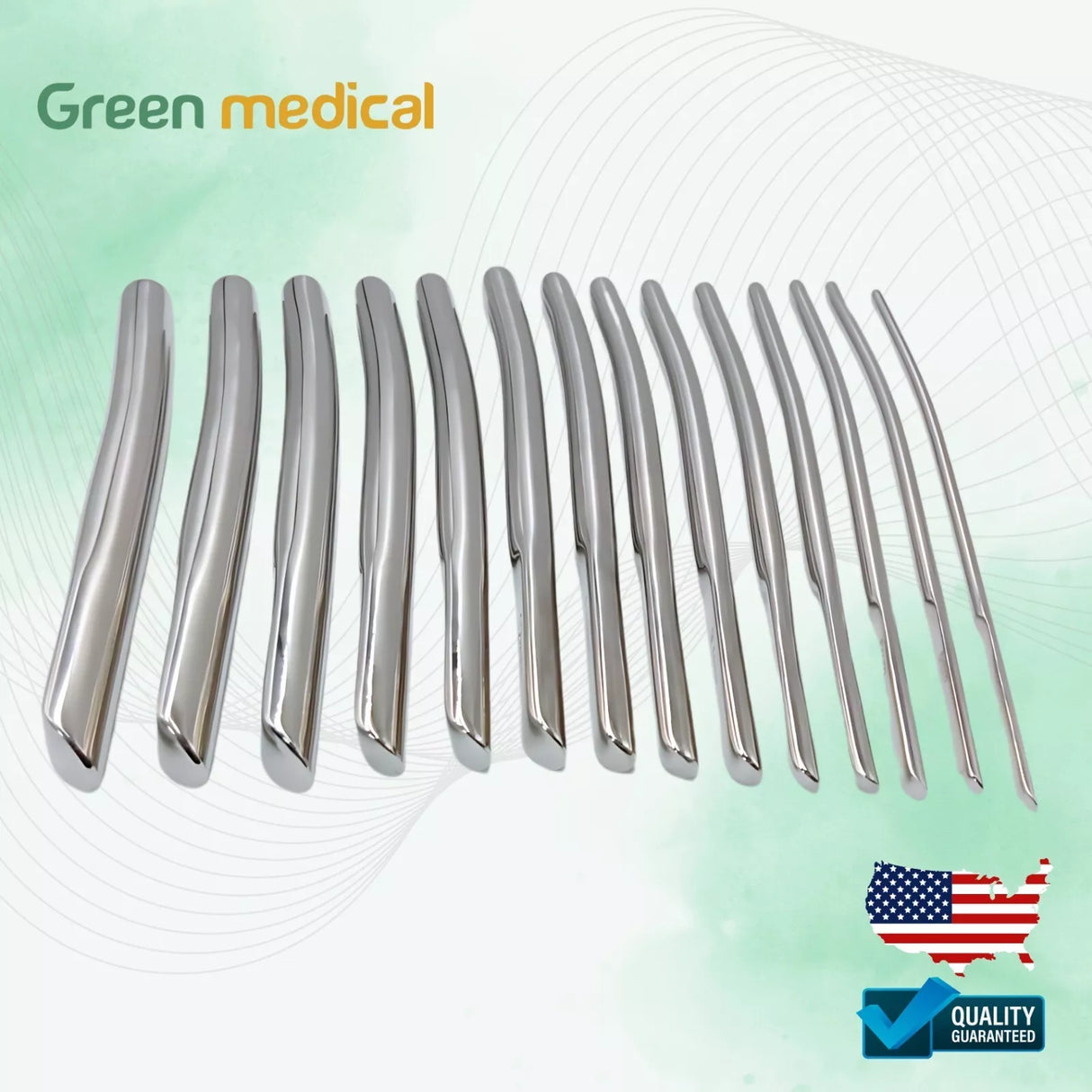 14 Pcs Hegar Dilator Set Medical Uterine Urethral Diagnostic OB/GYN German Grade