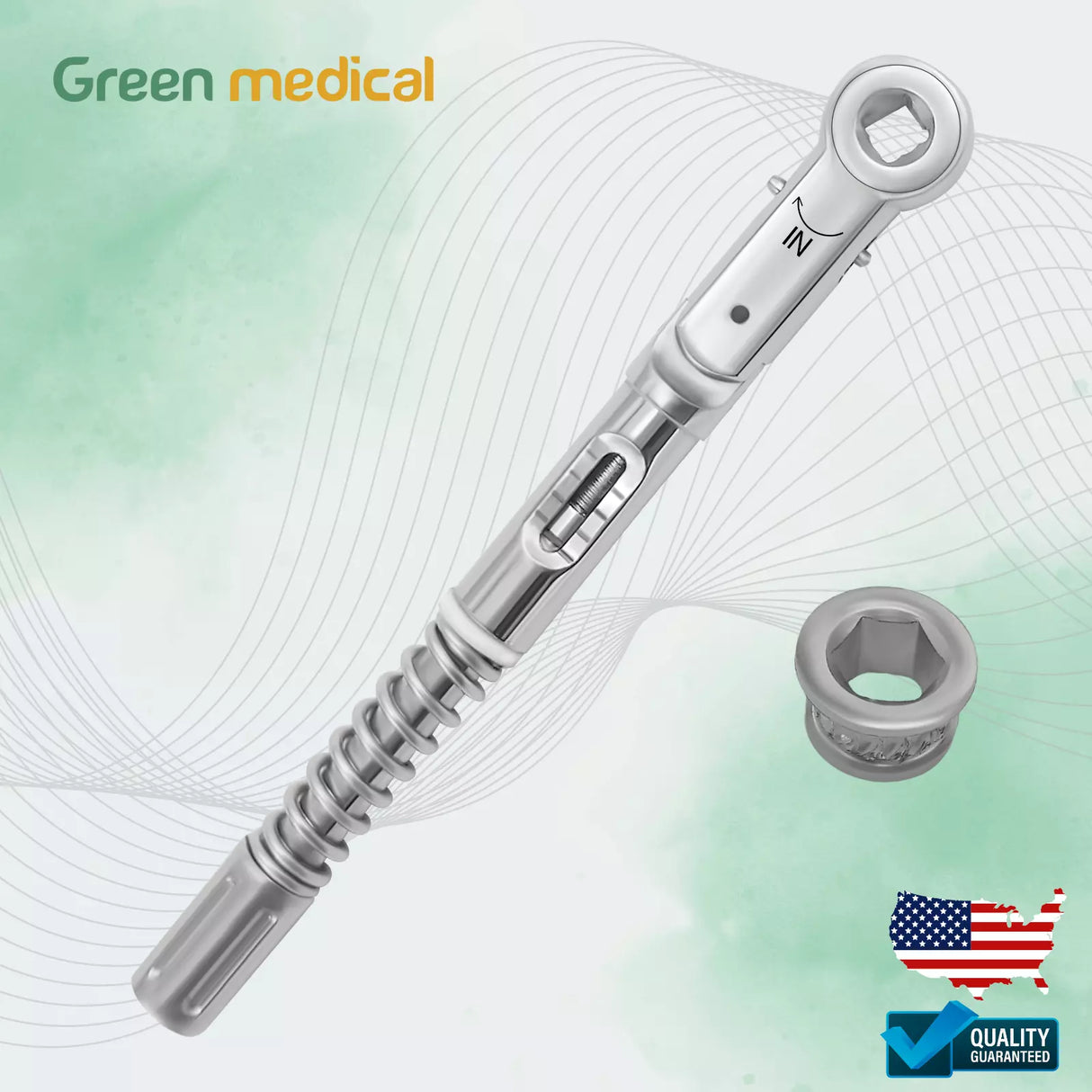 Dental Implant Torque Wrench Ratchet Universal 10-45 Ncm 6.35mm Hex 4.0 Square