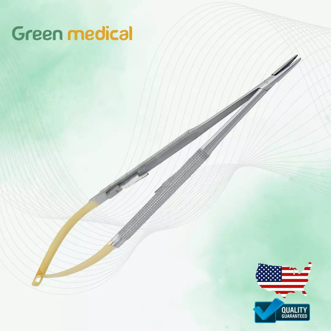 Castroviejo Needle Holder 14 cm Straight 5.5 ''with lock TC gold surgical suture