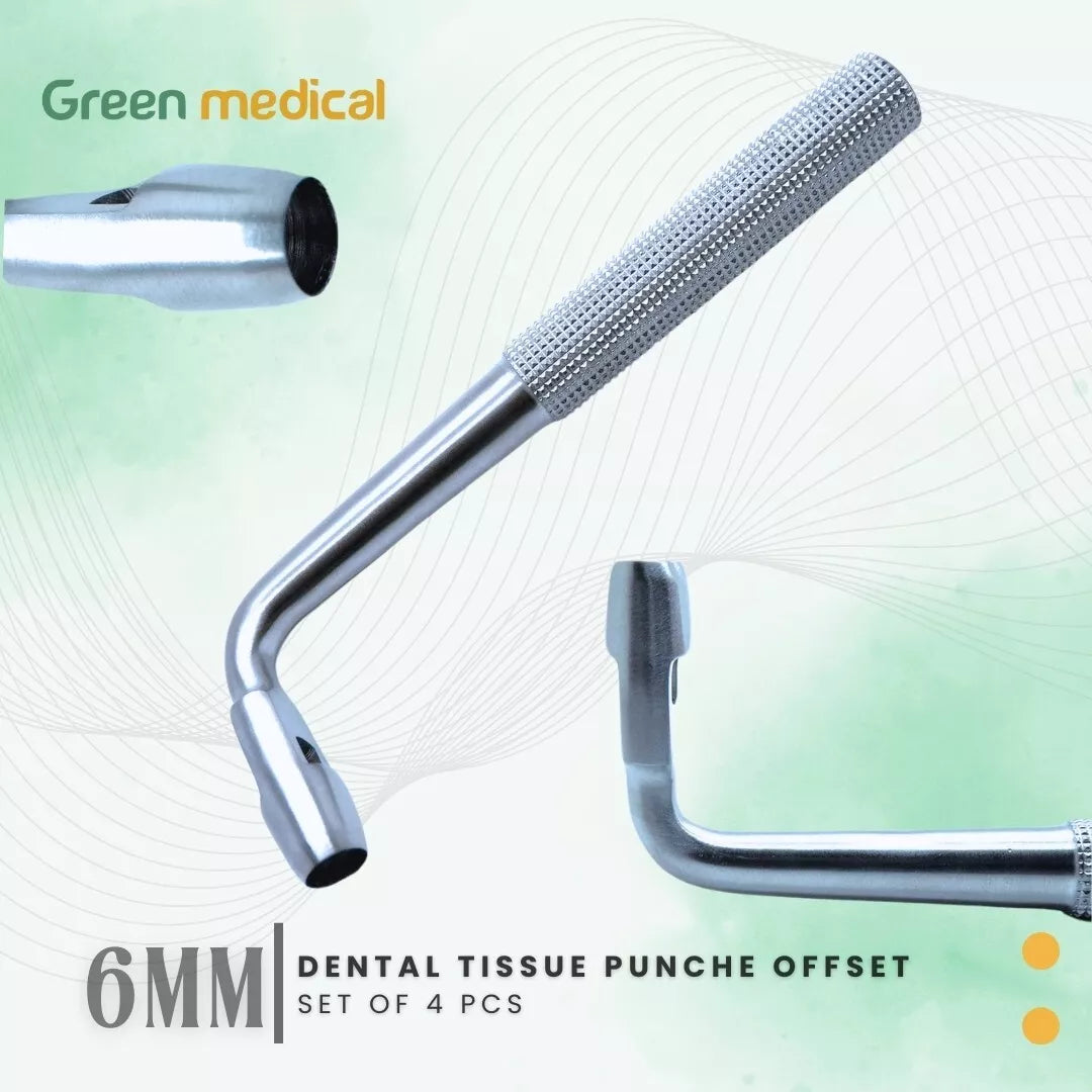 4pieces Dental Tissue Punch Curved 4mm, 5, 6, 8mm Surgical, Implant Instruments