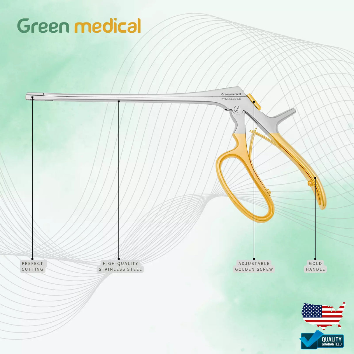 Tischler Morgan Biopsy Forceps 3mmx7mm Bite with Gold Handle OB-GYN German Grade