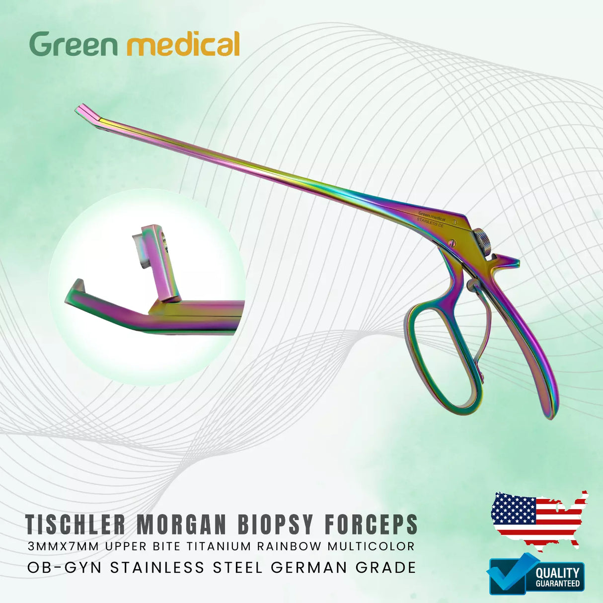 Tischler Morgan Biopsy Forceps 3mmx7mm Upper Bite Titanium Rainbow Multi Color