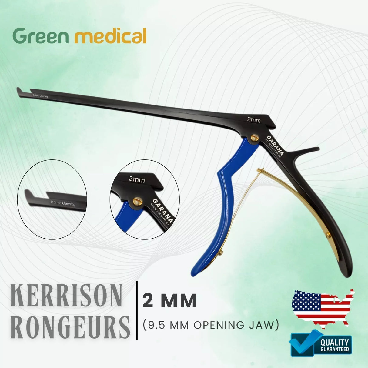 5 Pcs Set KERRISON Rongeurs 7" 1,2,3,4,5mm 45Degree up bite Black & Blue