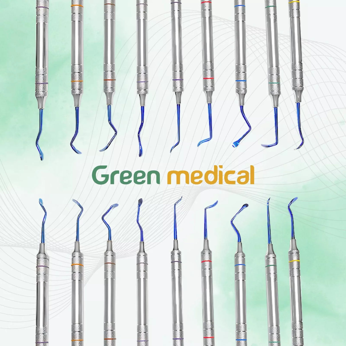 9 Pcs Set of Sinus Lift Instruments With Titanium Coated Blue Tips Hollow Handle