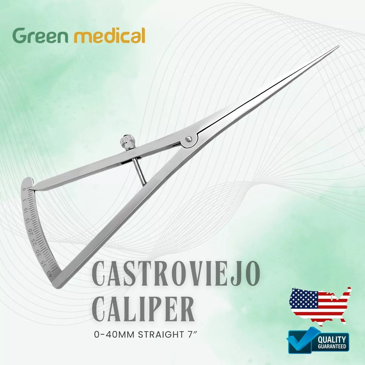 Long Castroviejo Caliper 17cm Straight Dental Instrument 0 to 40 MM German Grade