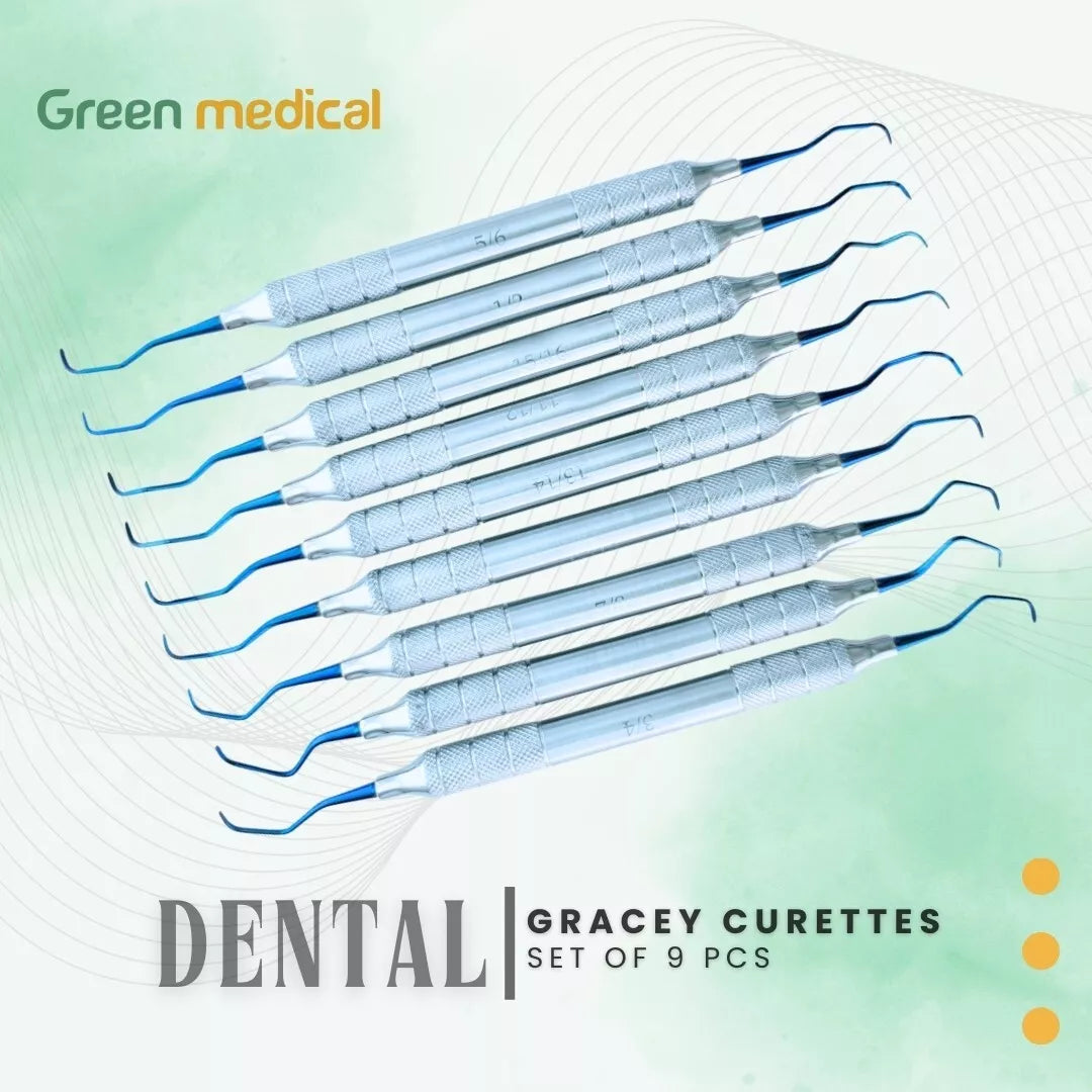 9 Dental Periodontal Gracey Curettes Surgical Blue Titanium Premium Quality