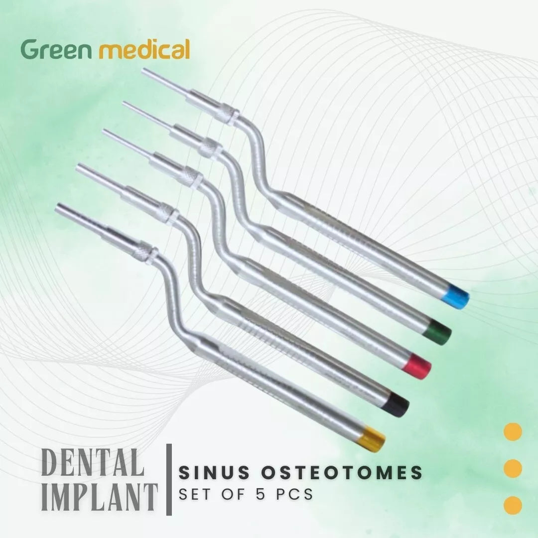 5 Pcs Sinus Lift Osteotomes Set Kit Dental Implant (Concave Tips) Curved