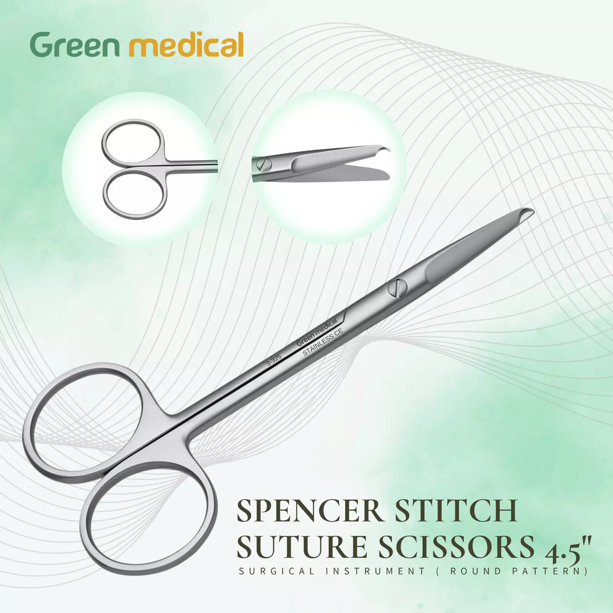 PREMIUM SPENCER STITCH SUTURE SCISSORS 4.5" SURGICAL INSTRUMENT (ROUND PATTERN)