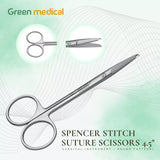 PREMIUM SPENCER STITCH SUTURE SCISSORS 4.5" SURGICAL INSTRUMENT (ROUND PATTERN)