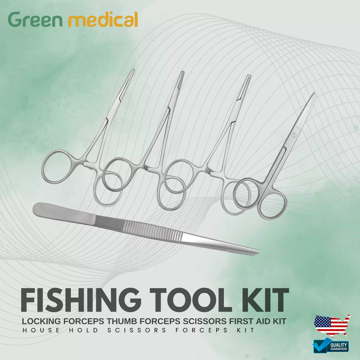 Fishing tool kit locking forceps thumb forceps scissors first aid kit house hold