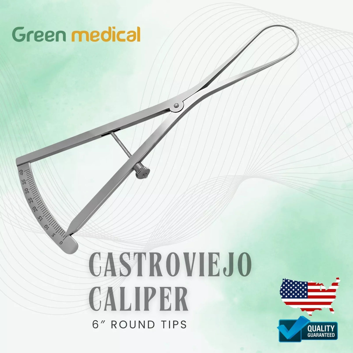 Castroviejo Round Caliper 17cm Ridge Mapping 0-40mm Scale Dental Instrument