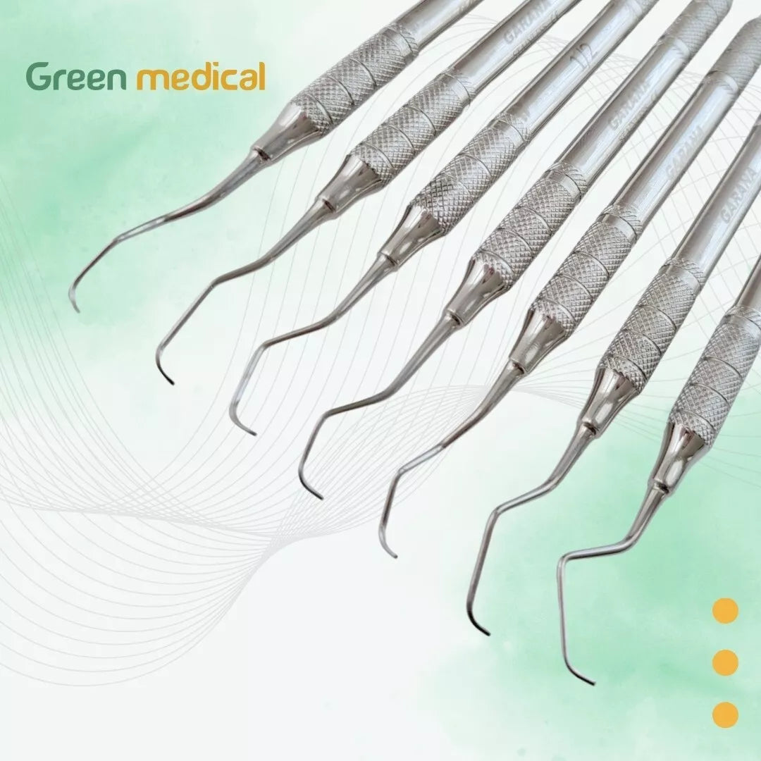 7Dental Gracey Curettes 1/2 to 13/14 Periodontal Hollow Handle Steel Instruments