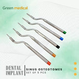 10 Pcs Sinus Lift Osteotomes Set Kit Dental Implant (Concave Tips) STR+CVD