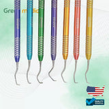 GRACEY CURETTE MULTICOLOR SCALER 7PC HIGH QUALITY PERIODONTAL DENTAL INSTRUMENTS