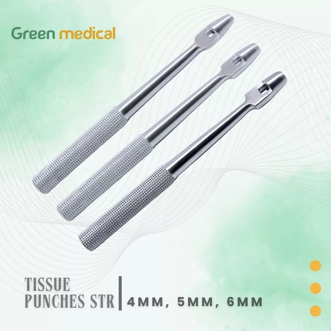 3 Pieces Dental Tissue Punch Straight 4, 5, & 6 mm Surgical, Implant Instruments