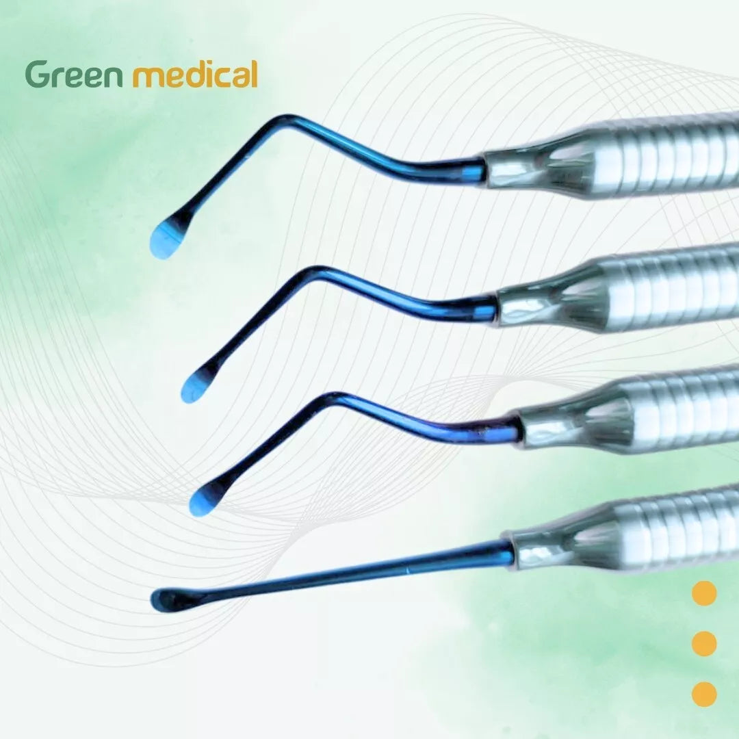 Periodontal Lucas Bone Curette set of 4 ( #85, 86, 87, 75) Dentist Lab Dental