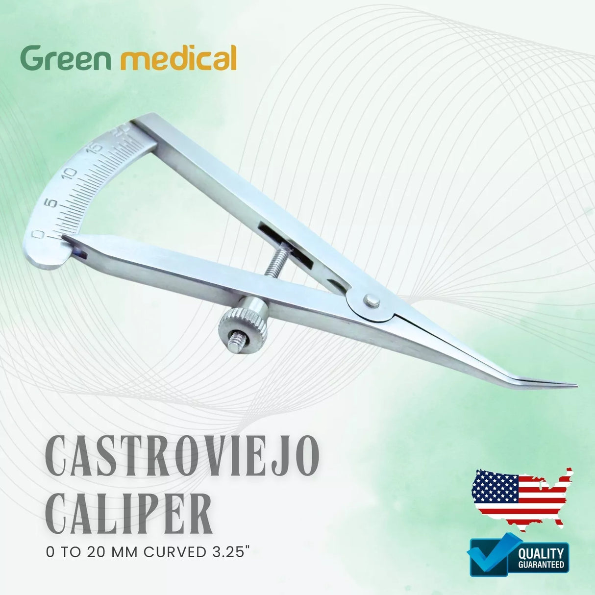 Angled Castroviejo Caliper 0 TO 20 MM 3.5" (8.5cm) Surgical Dental Instruments