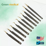 10 Pieces Volume Eyelash Extension Tweezers Set German Grade