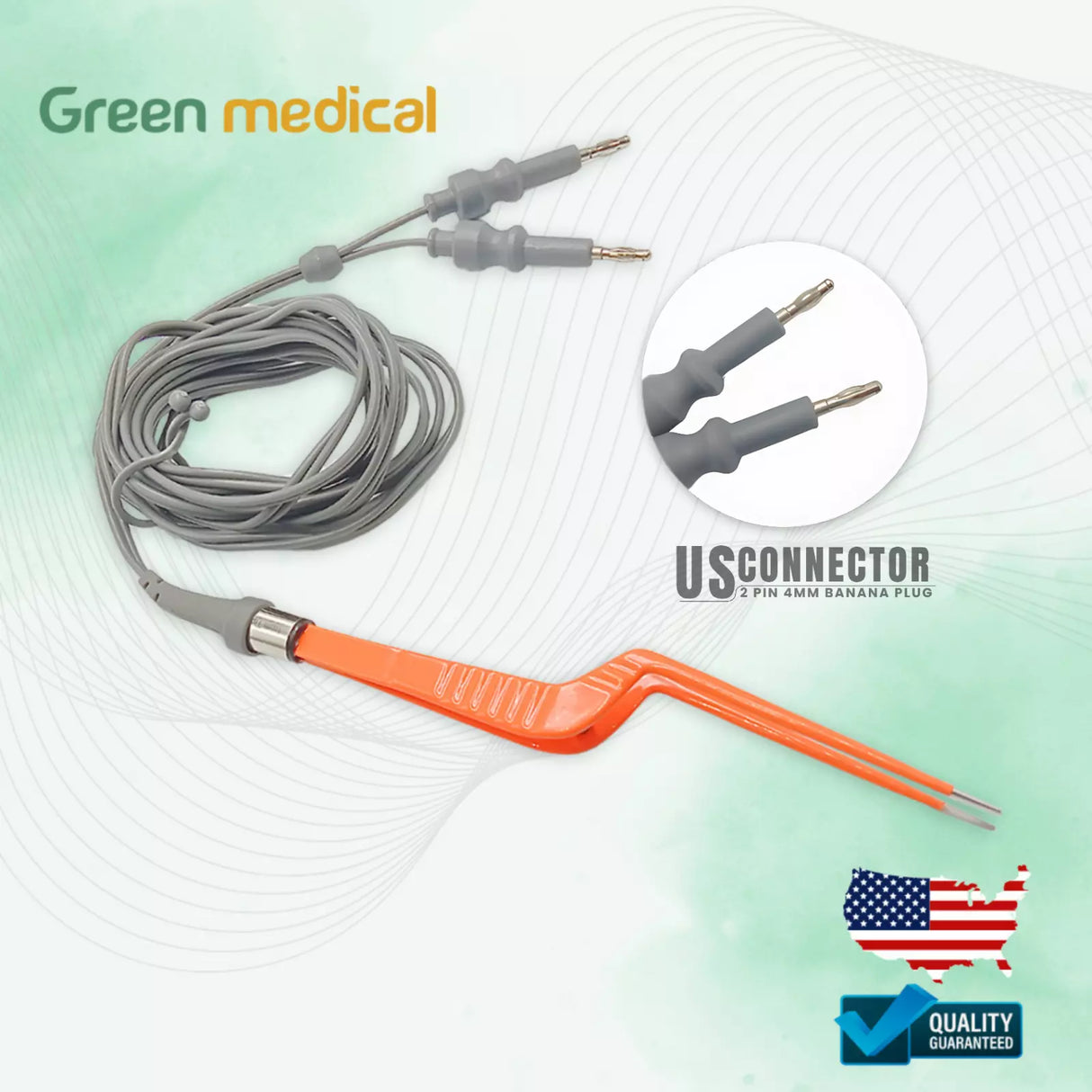 Non-Stick Bipolar Forceps Us Connector 2 pin, 17cm, Working Tip 1mm With Cable