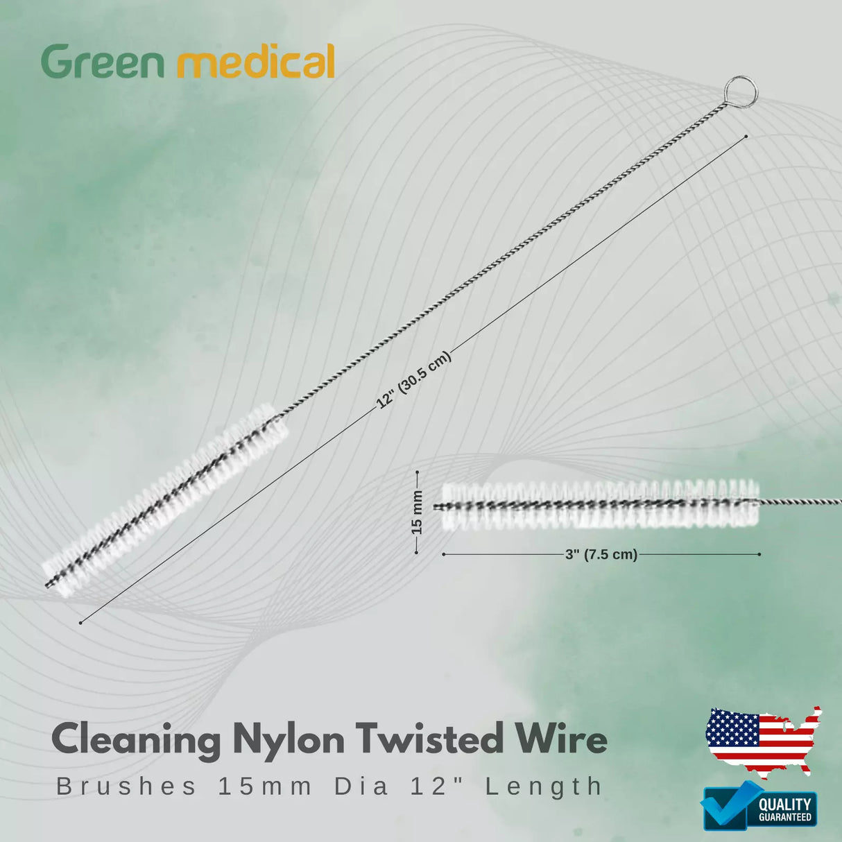 Surgical Instrument Cleaning Nylon Twisted Wire Brushes 15mm Dia 12" Length