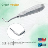 Left Angled 6" Apical Root Elevator #302 Extracting Luxating Dental Instrument