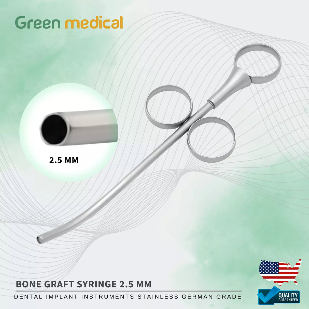 Bone Graft Syringe 2.5mm Implant Dental Instruments Sinus lift, German Grade