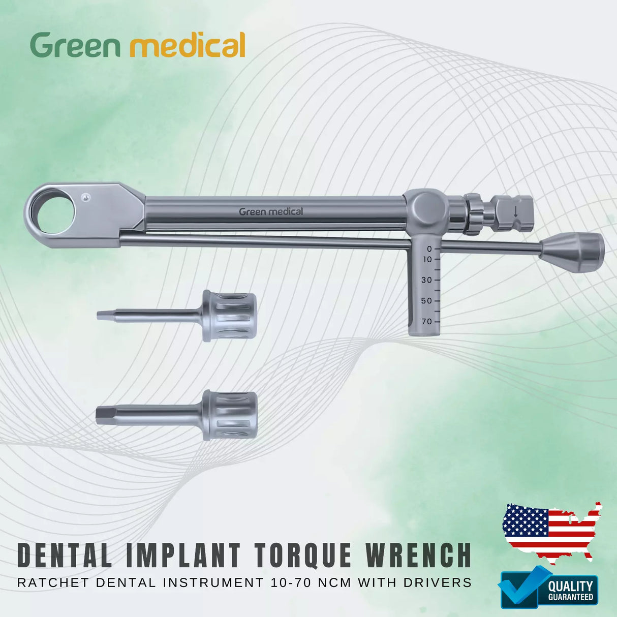 10-70 NCM Dental Implant Torque Wrench Ratchet Dental Instrument With Drivers