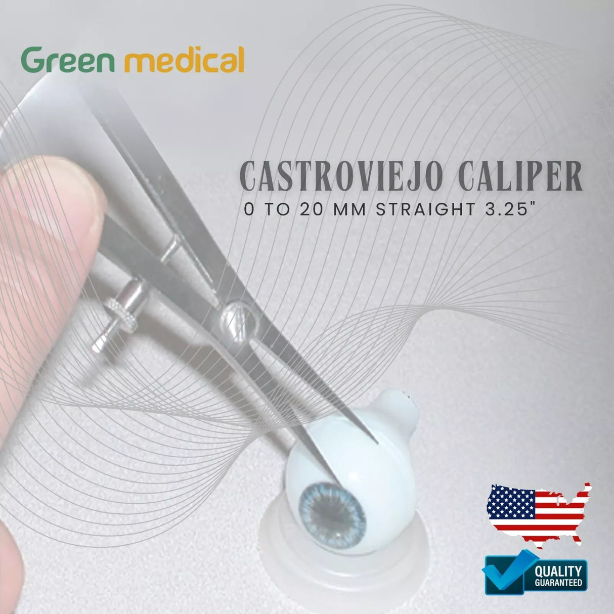 Castroviejo Caliper Surgical Dental Instrument 0 to 20 MM 3.5" (8.89cm)