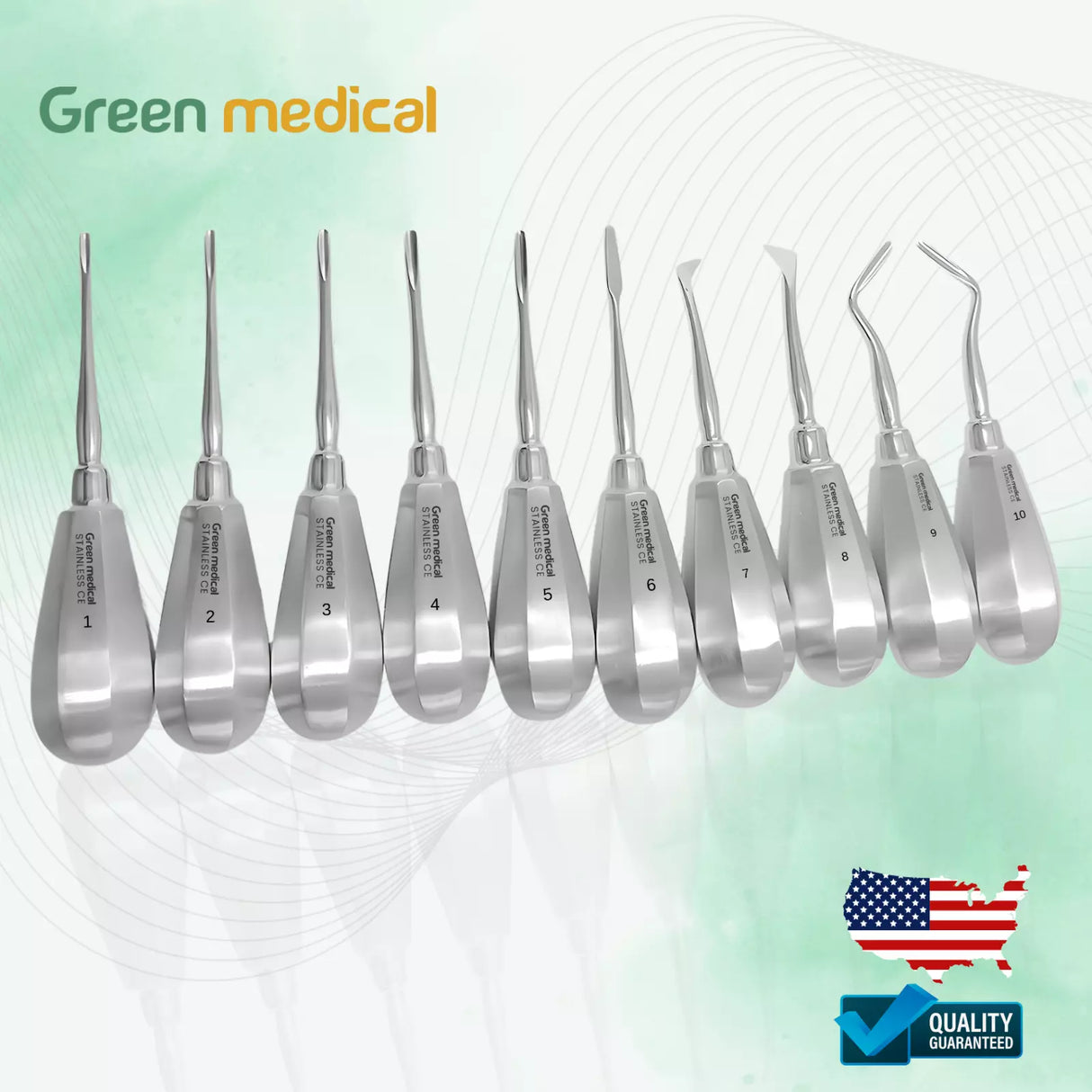 Dental Root Luxating Elevators Set Tooth Loosening Root Extraction Elevator Kit