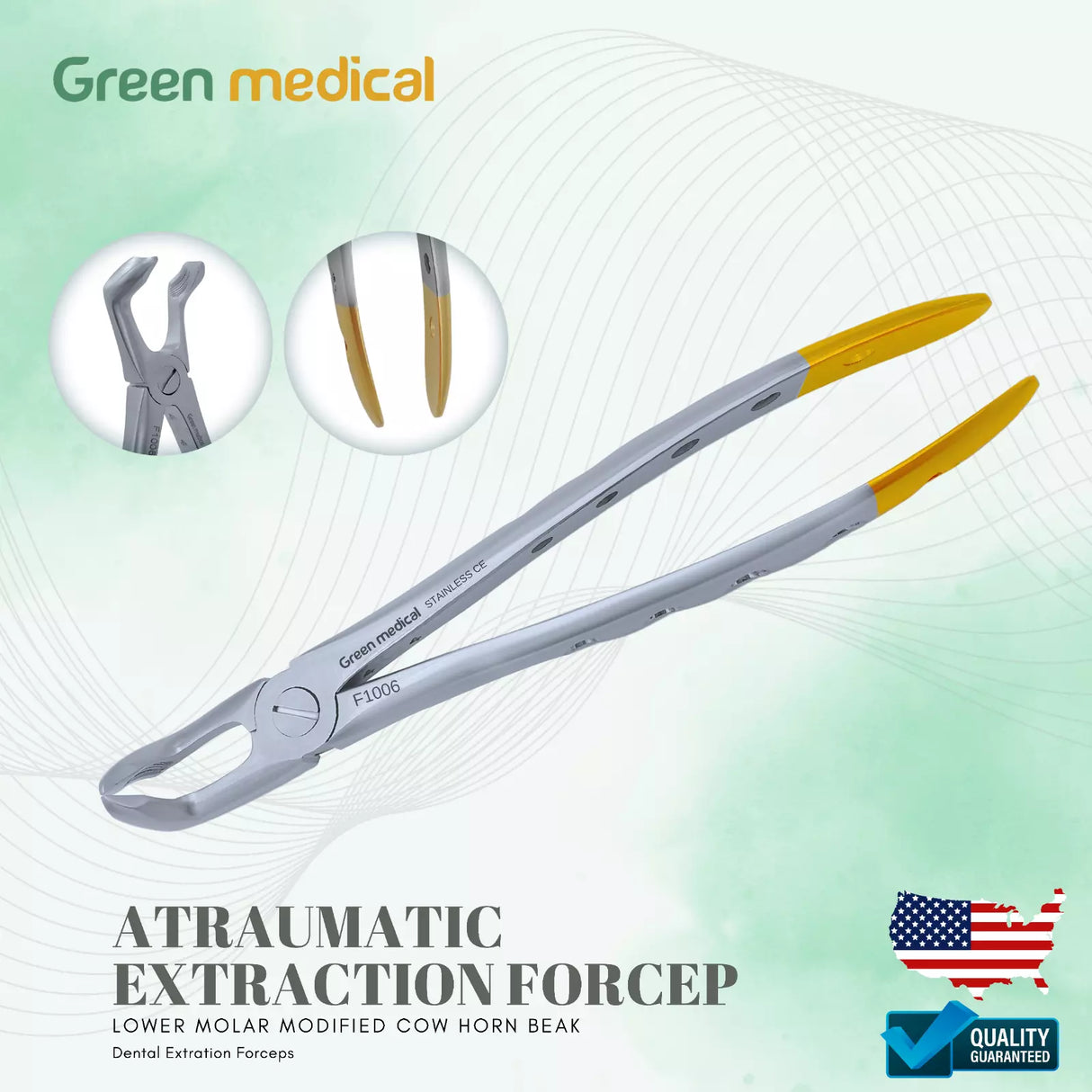 ATRAUMATIC EXTRACTION FORCEPS-LOWER MOLAR MODIFIED COW HORN BEAK