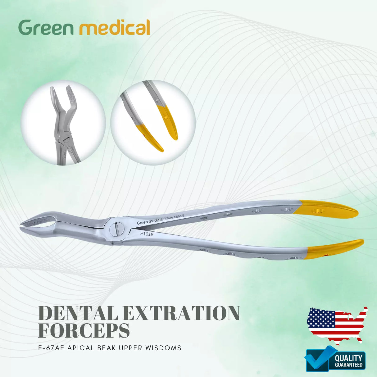 DENTAL EXTRACTION FORCEPS F-67AF APICAL BEAK UPPER WISDOMS