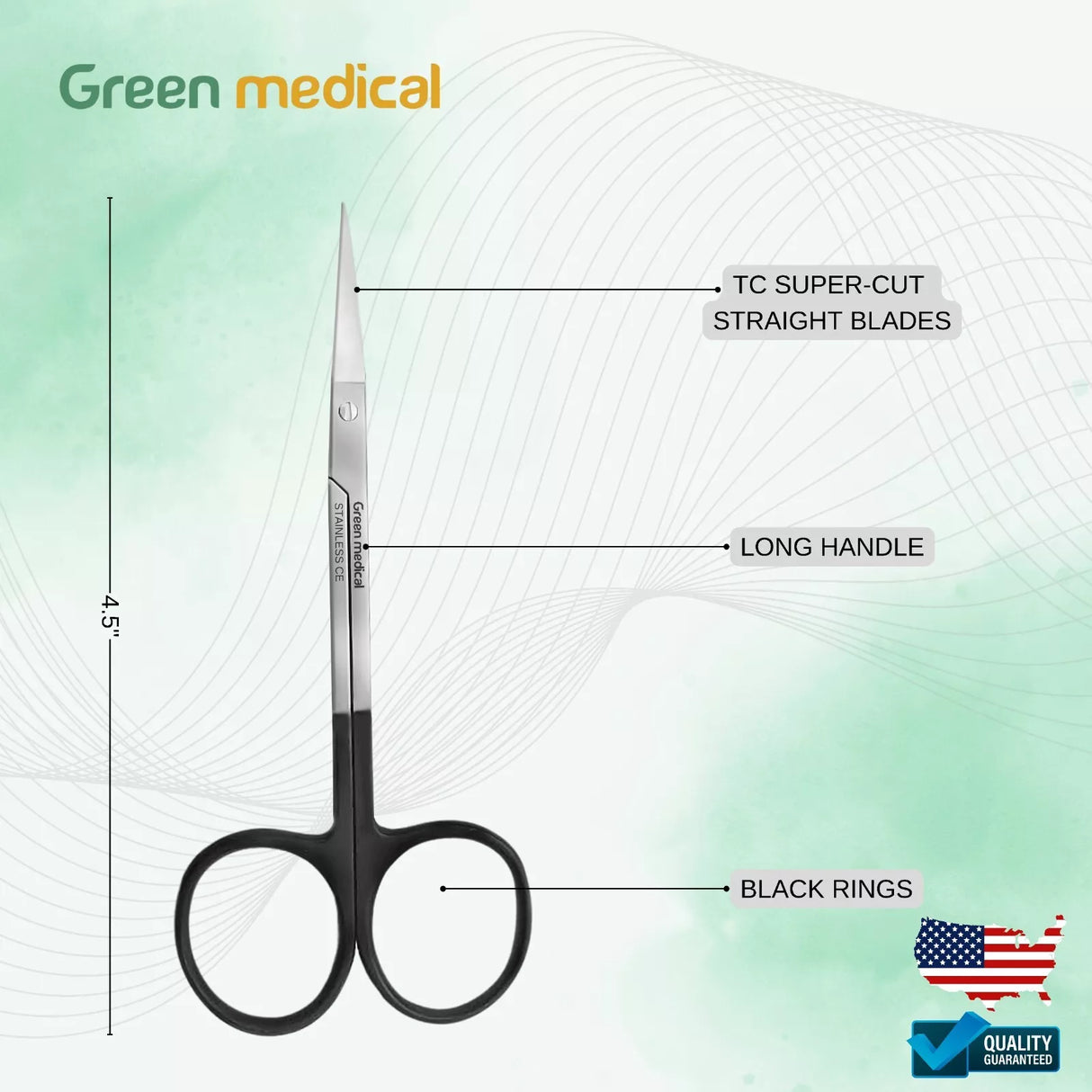 Supercut TC Iris Scissors 4.5" Straight, Plastic Surgery Delicate Scissors