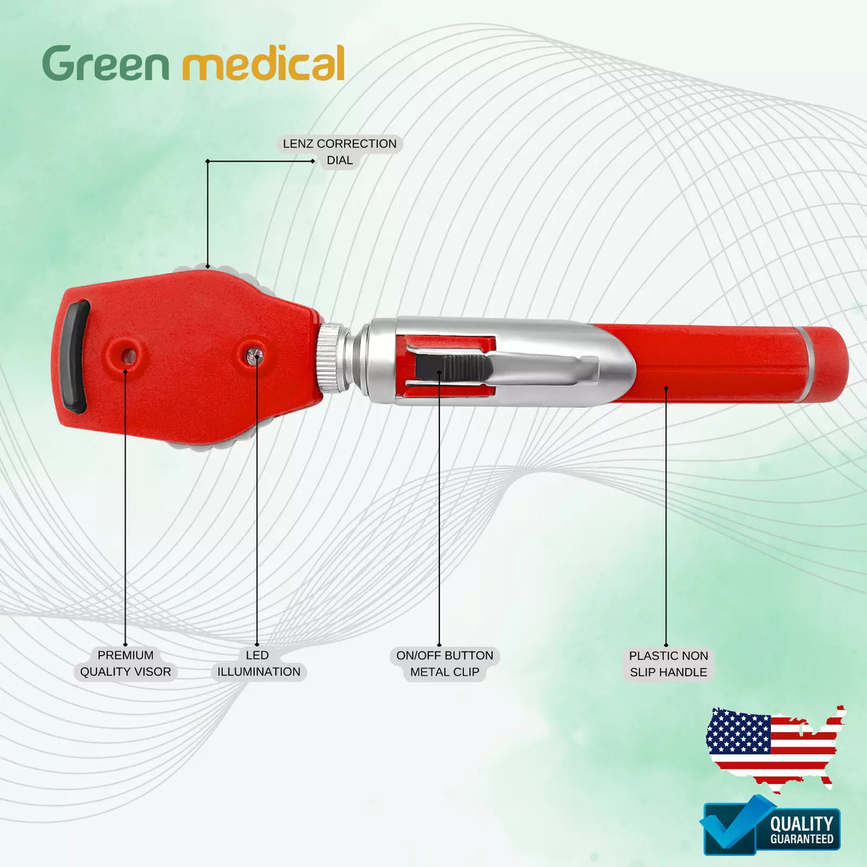 Fiber Optic Ophthalmoscope Examination Led Diagnostic Ent Set In 4 Colors