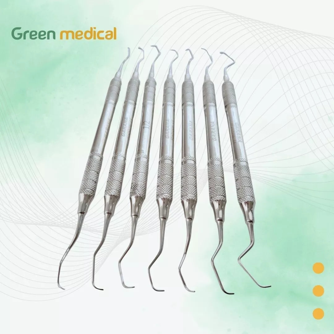 7Dental Gracey Curettes 1/2 to 13/14 Periodontal Hollow Handle Steel Instruments