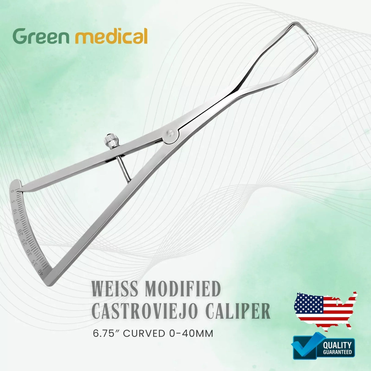 Weiss Modified 17cm Castroviejo Ridge Mapping Caliper 0-40mm Scale Dental Instruments