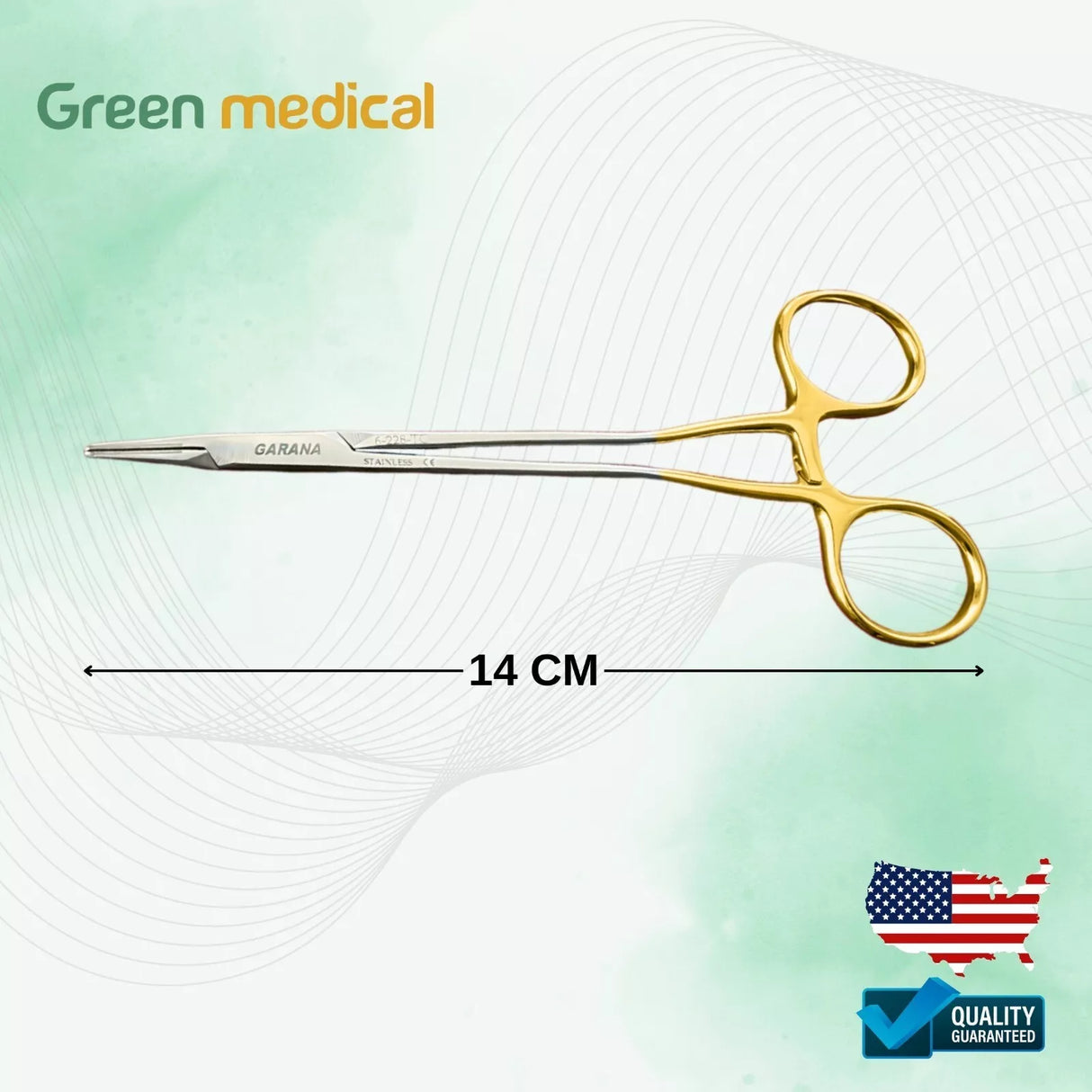 Swedish Micro Needle Holder 6" (15cm) Tungsten Carbide Tip & Gold Plated Handles