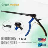 5 Pcs Set KERRISON Rongeurs 7" 1,2,3,4,5mm 45Degree up bite Black & Blue