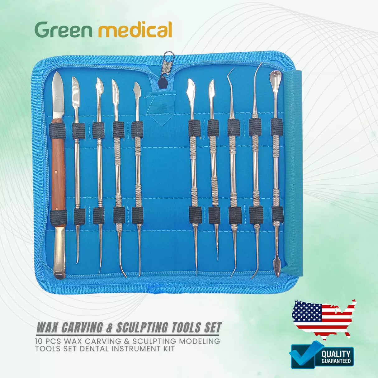 German Grade 10 Pcs Wax Carving & Sculpting Tools Set Dental Instrument Kit