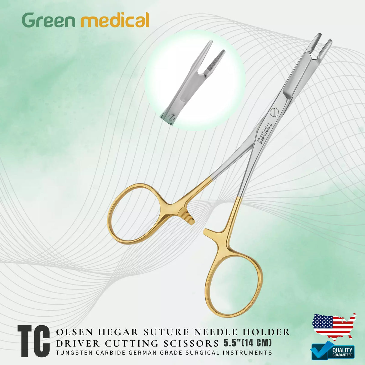 T/C Olsen Hegar Suture Needle Holder Driver Cutting Scissors Surgical German Grade