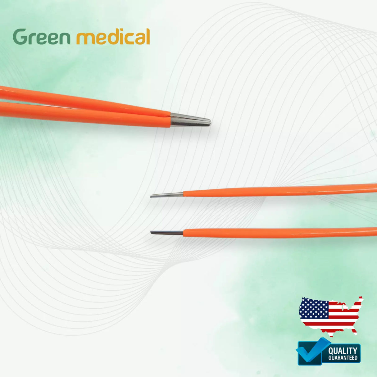 Non-Stick Bipolar Forceps Us Connector 2 pin, 18cm Working Tip 1mm Green Medical