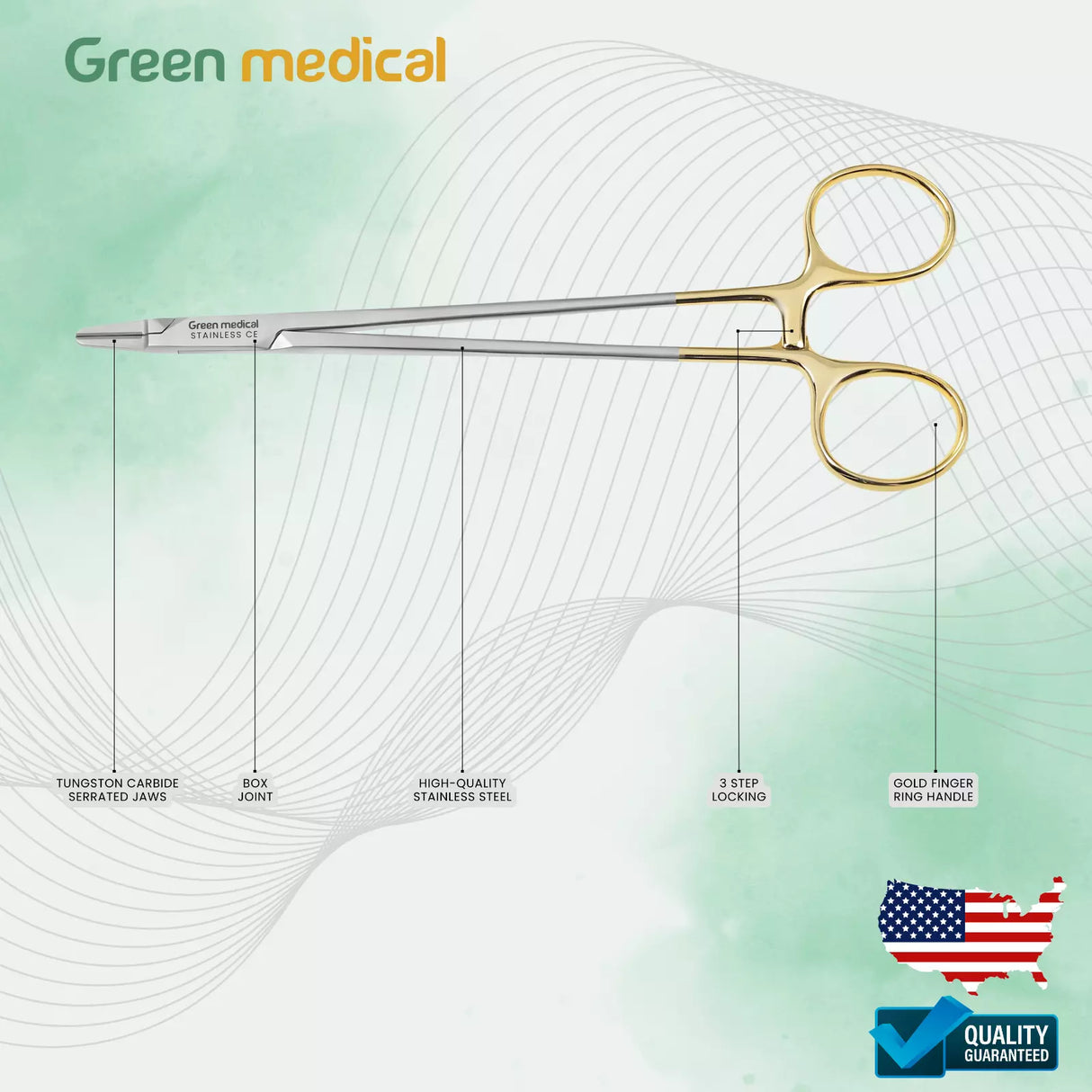 T/C Micro Ryder Needle Holder Tungsten Carbide Straight Surgical Instruments German Grade