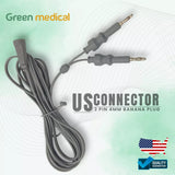 Reusable Bipolar Forceps Cable US Connector 2 pin, 4mm Banana Plug , 3 Meter