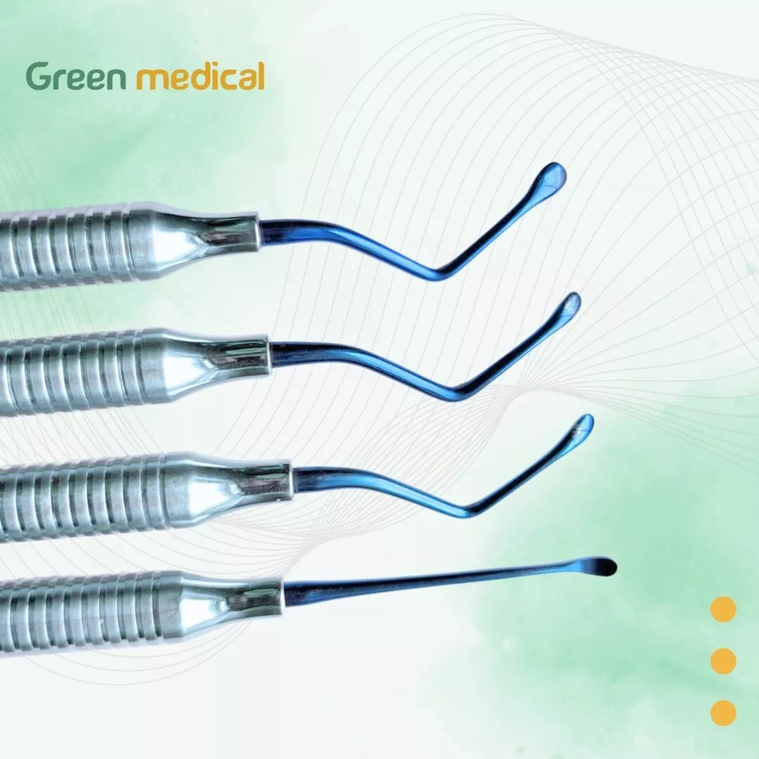 Periodontal Lucas Bone Curette set of 4 ( #85, 86, 87, 75) Dentist Lab Dental