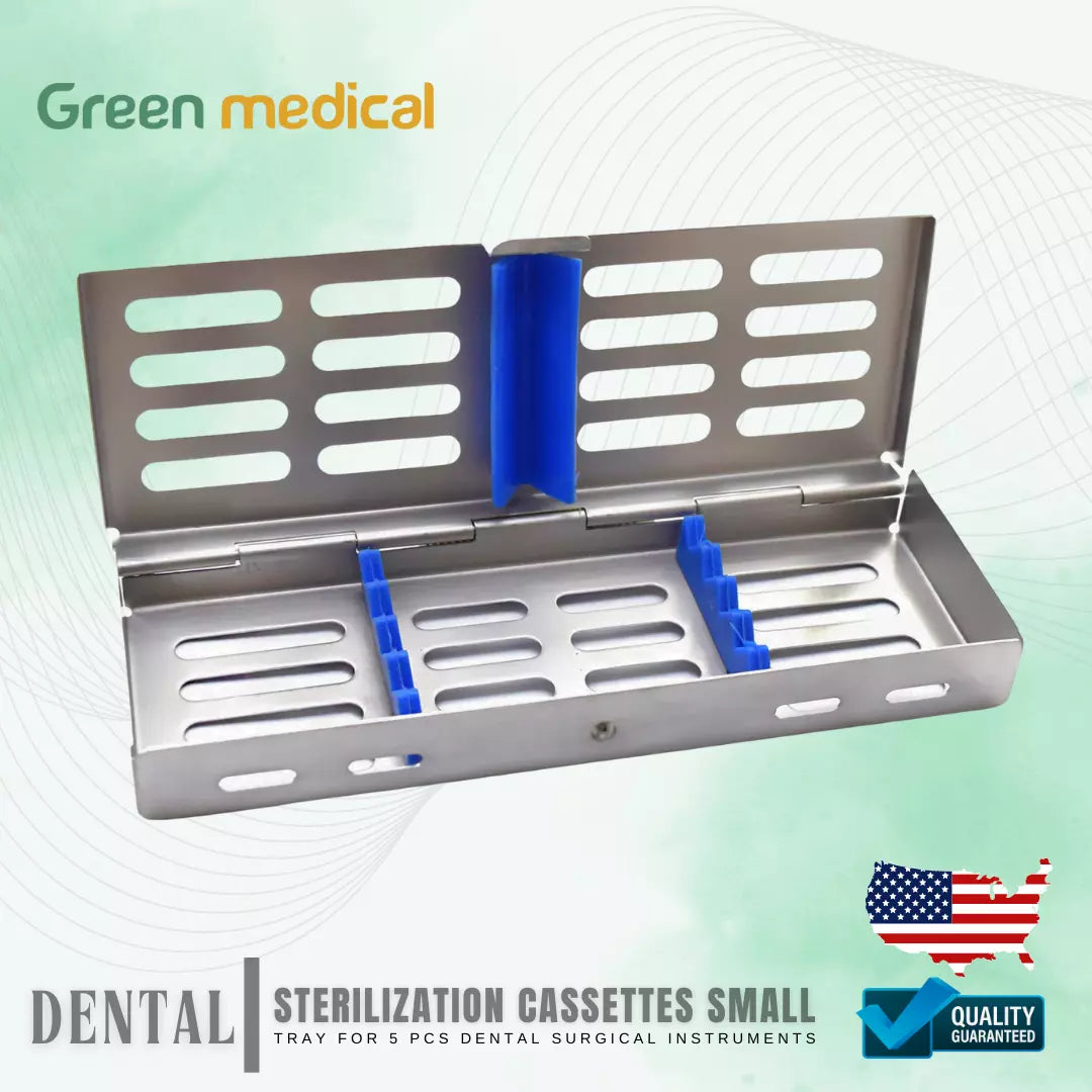 5 Instruments Dental Sterilization Cassette Box, Autoclave Tray, Rack, ''Blue''