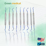 9 Pcs Set of Sinus Lift Instruments With Titanium Coated Blue Tips Hollow Handle