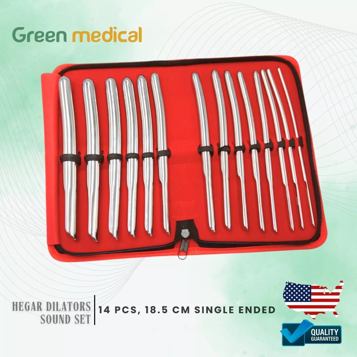 14 Pcs Hegar Dilator Set Medical Uterine Urethral Diagnostic OB/GYN German Grade