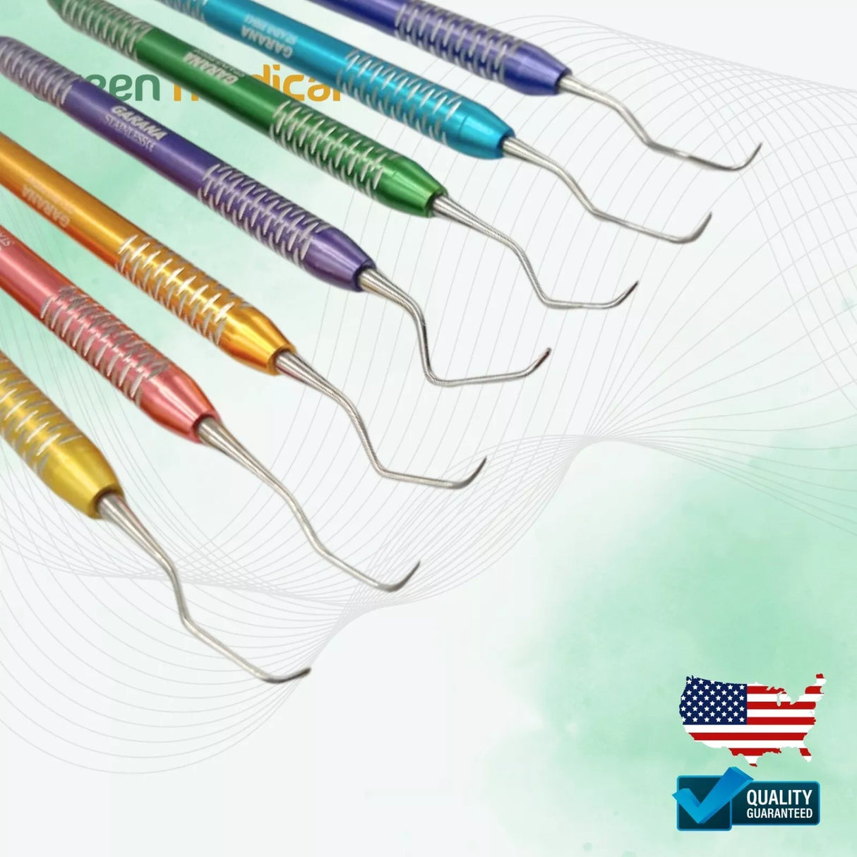 GRACEY CURETTE MULTICOLOR SCALER 7PC HIGH QUALITY PERIODONTAL DENTAL INSTRUMENTS